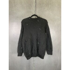 Vintage 1980s‎ Punk Black Pierced Mohair Sweater